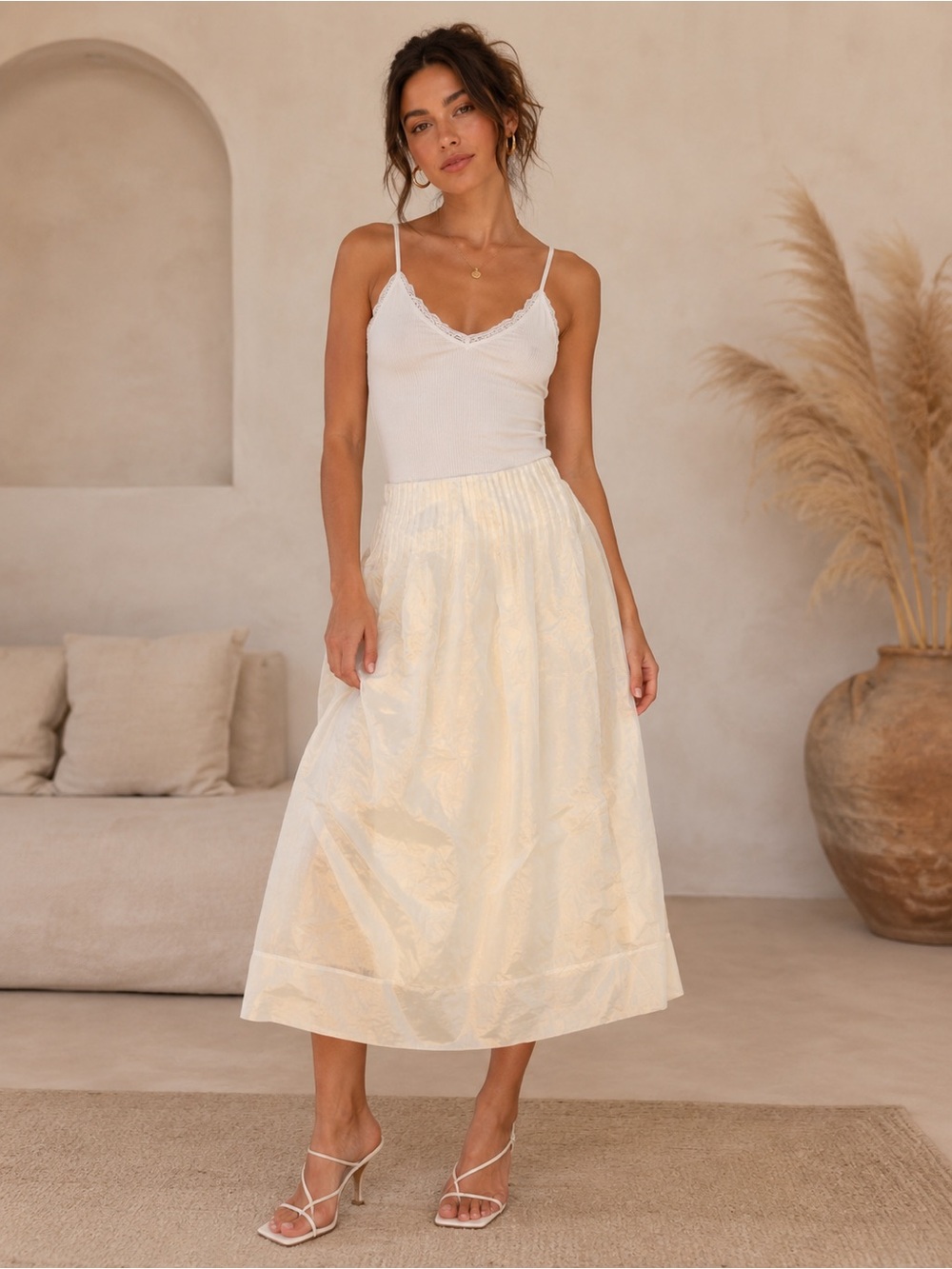 Future Collective White Midi Skirt Side Zip Size 0